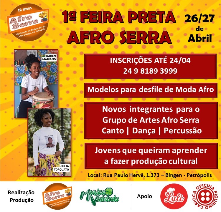 AFRO SERRA ABRE INSCRICÕES PARA DIVERSAS ATIVIDADES ARTÍSTICAS E CULTURAIS